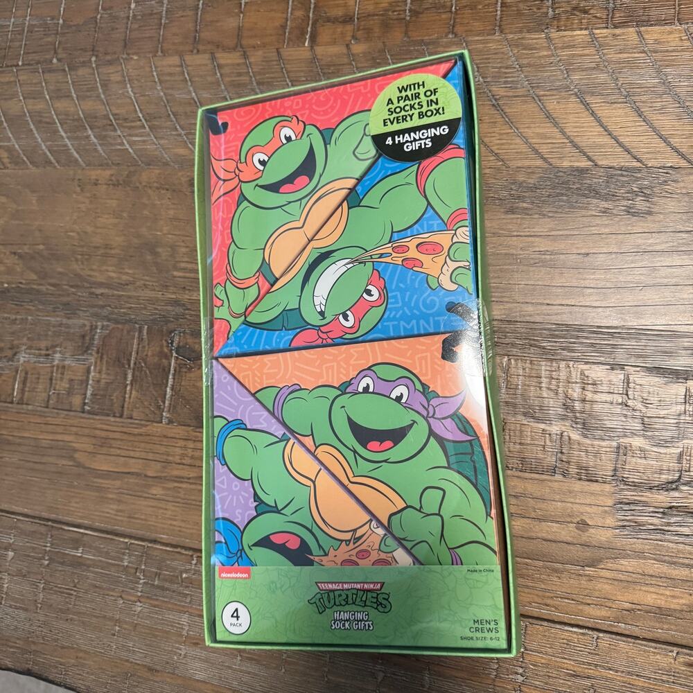 Nickelodeon TMNT 4-Pair Crew Sock Gift Set Men's Shoe Size 6-12 Ninja Turtles